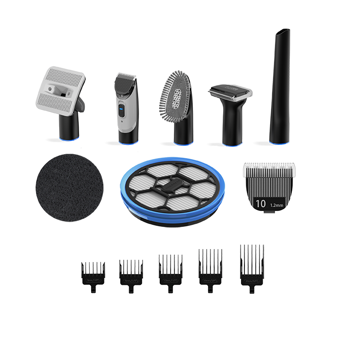 single attachments for the furme Professional PLUS Pet Grooming System Kit. Available Parts for Purchase: furMe De-Shedding Brush furMe Grooming Brush furMe AirClipper furMe AirClipper Guards furMe AirClipper Suction Extender furMe Cleaning Brush furMe Cleaning Crevice Nozzle furMe 